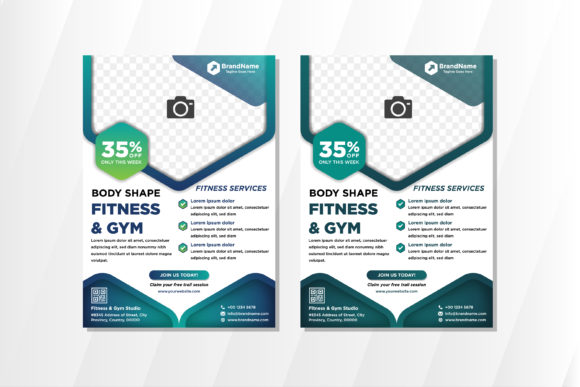 Download Fitness Vertical Flyer Hexagon Green - Fit Collection