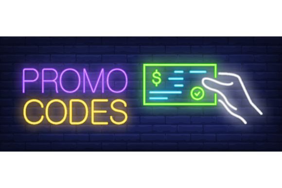 Download Promo Codes Neon Sign. Glowing Inscripti - Promo Collection