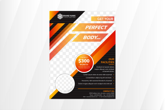 Download Fitness Vertical Flyer Orange Black - Fit Collection